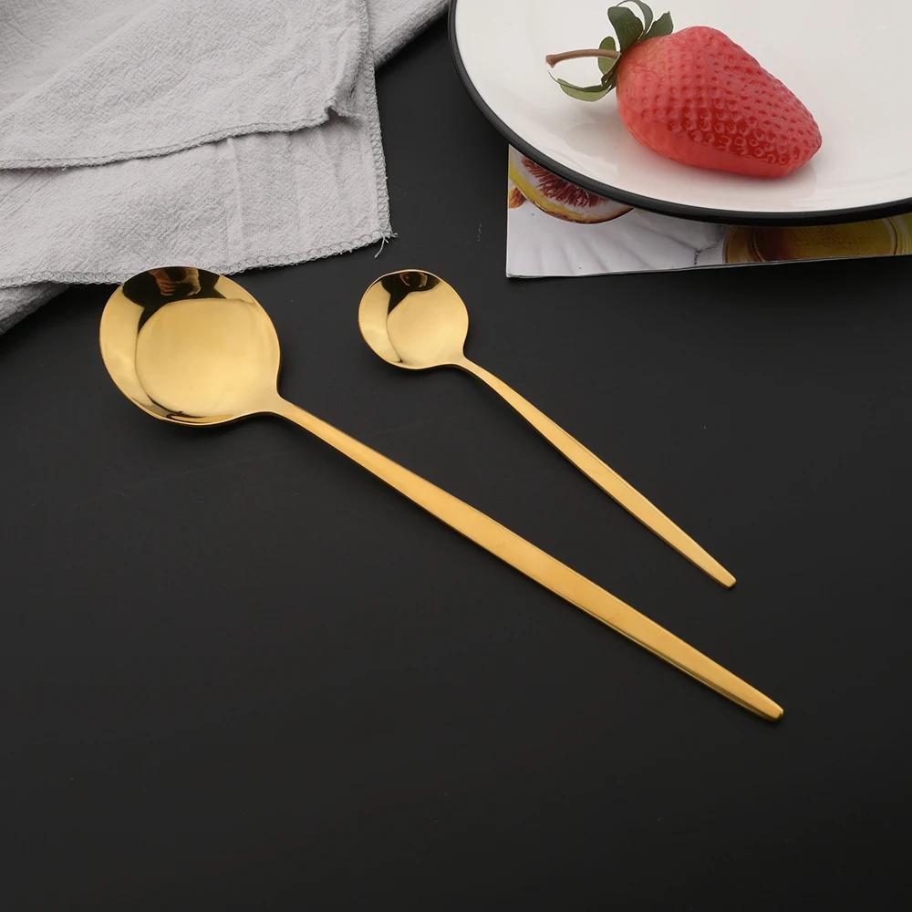 Mirror Gold Dinnerware Set 4Pcs Stainless Steel Tableware Cutlery Home Fork Spoon Knife Set Silverware Flatware Set Dropshipping