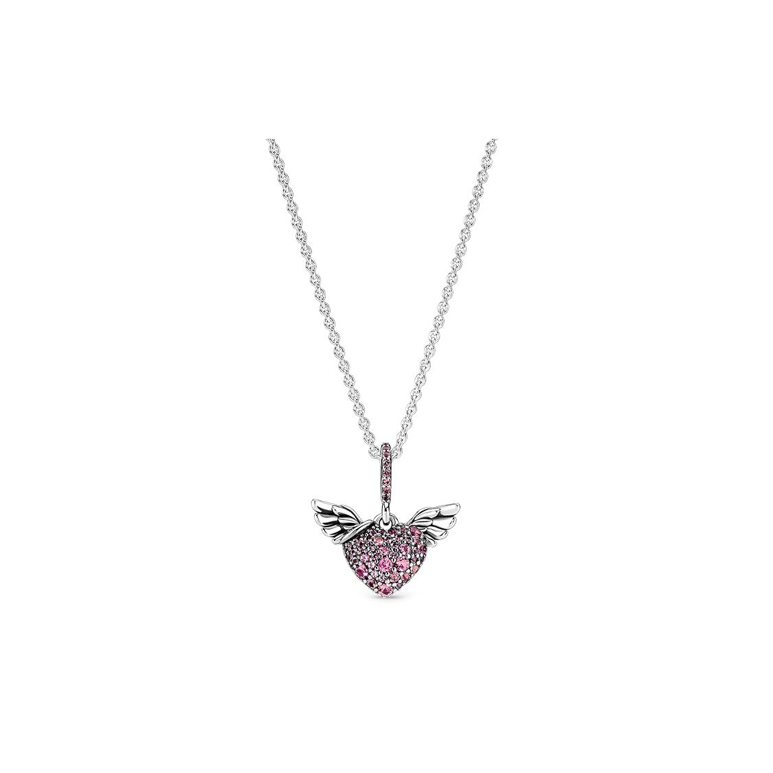 Pandora Angel Wings Pink Heart Pendant Women pendant Silver 398505C02 Shopping Bag