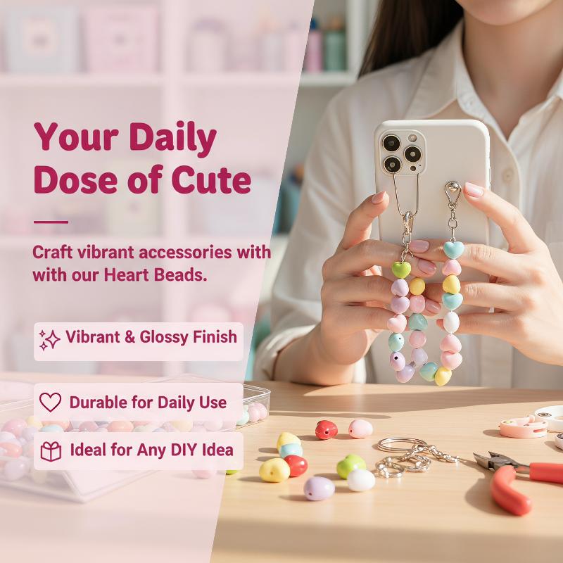 10Pcs Colorful Acrylic Love Heart Shape Bead Loose Spacer Beads For Diy Bracelet Necklace Jewelry Making Accessories