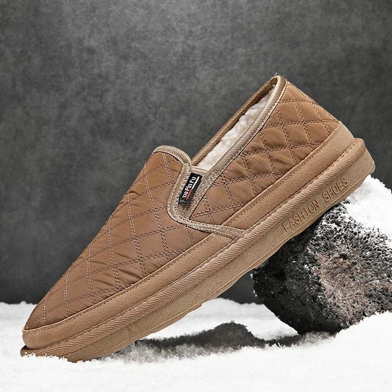 Fashion Hot Style Men's Casual Shoes Winter Plus Velvet Warm Slip-on Cotton Shoes Trendy All-match Popular Model Snow Boots for Men