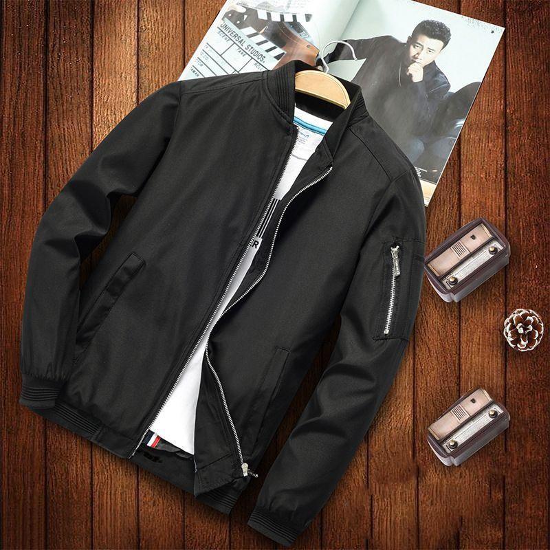 Men's Spring Plus Size Stand-up Collar Sports Jacket Youth Casual Stylish Round Hem Jacket