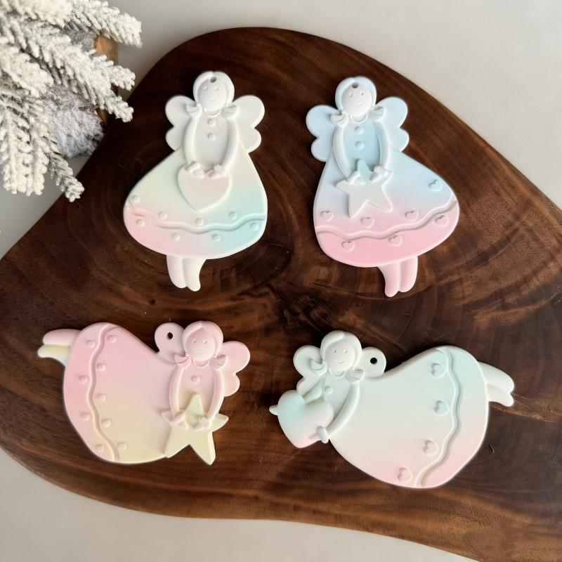 [HF][HS]1pz Ornamento da Appendere per Albero di Natale Stampo in Gesso Cemento Resina Fai da Te Angelo Amore Ragazza Stampo in Silicone Forniture per Artigianato Ragazza