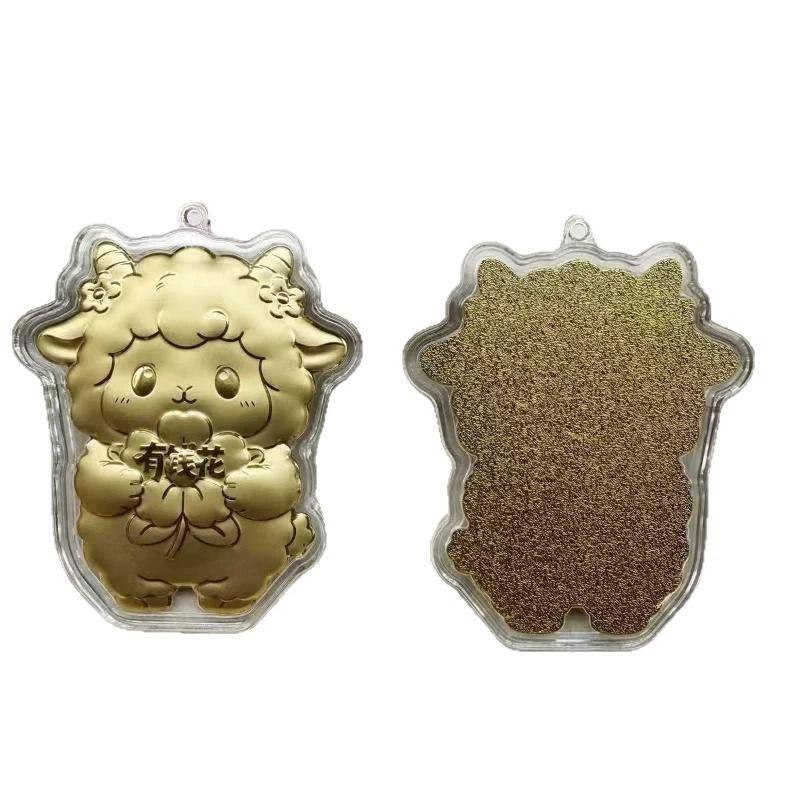 Cute Cartoon Golden Sheep Keychain With Braided Wrist Strap Good Fortune Blessing For Bag Decoration Birthday Gifts