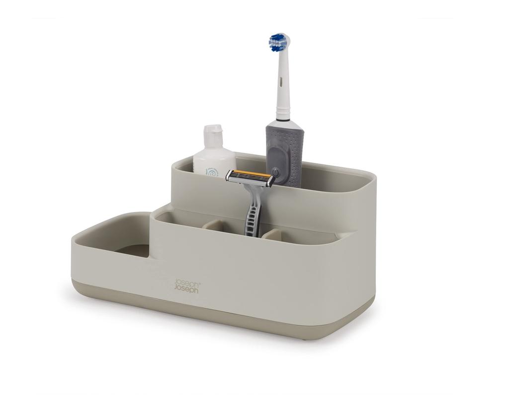 Joseph Joseph EasyStore Bathroom Caddy, Ecru, Matte Finish, Bathroom Accessory Storage Organizer, 70576