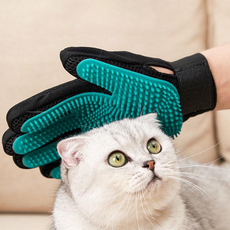 Pet Grooming Glove, Gentle Hair Remover Mitt for Cats & Dogs, Pet Massage Brush for Bathing, Efficient Fur Removal Pet Cleaning