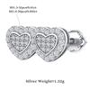 Heart Real Moissanite Women's Stud Earrings 14K White Gold Plated Earring