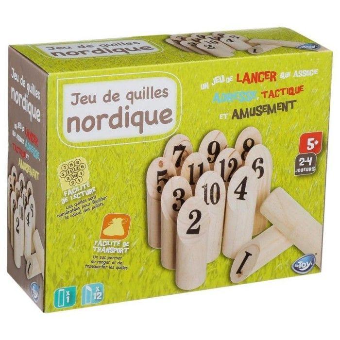 Nordic Skittles Game In Wood - JJA - 12 Numbered Skittles - For Children - Outdoor