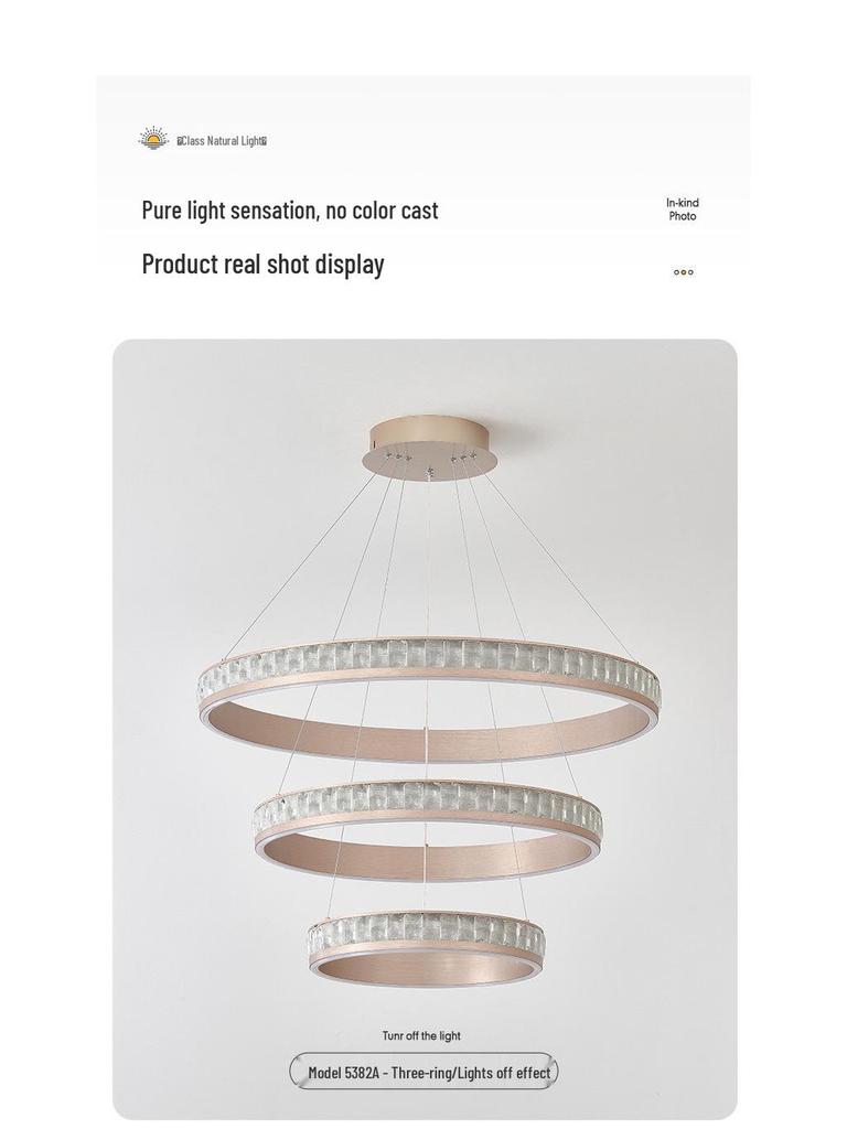 Modern Minimalist Champagne Gold Ring Chandelier for Living Room, Bedroom, Dining Room