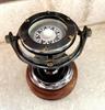 Brass Gimbal Compass with Wooden Base: Nautical Decor