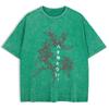 Ein einzeln blühende Blume Aufdruck Gewaschene T-Shirts Herren Baumwolle Kurzarm Oberteile Basic O-Ausschnitt Oversize T-Shirt Kleidung