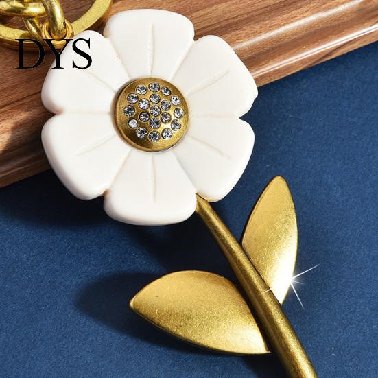 Keychain Pendant Sparkling Rhinestones Inlaid Flower Shape Key Chain Exquisite with Lobster Clasp Hanging Design Keyring Backpack Accessory Rhinestone