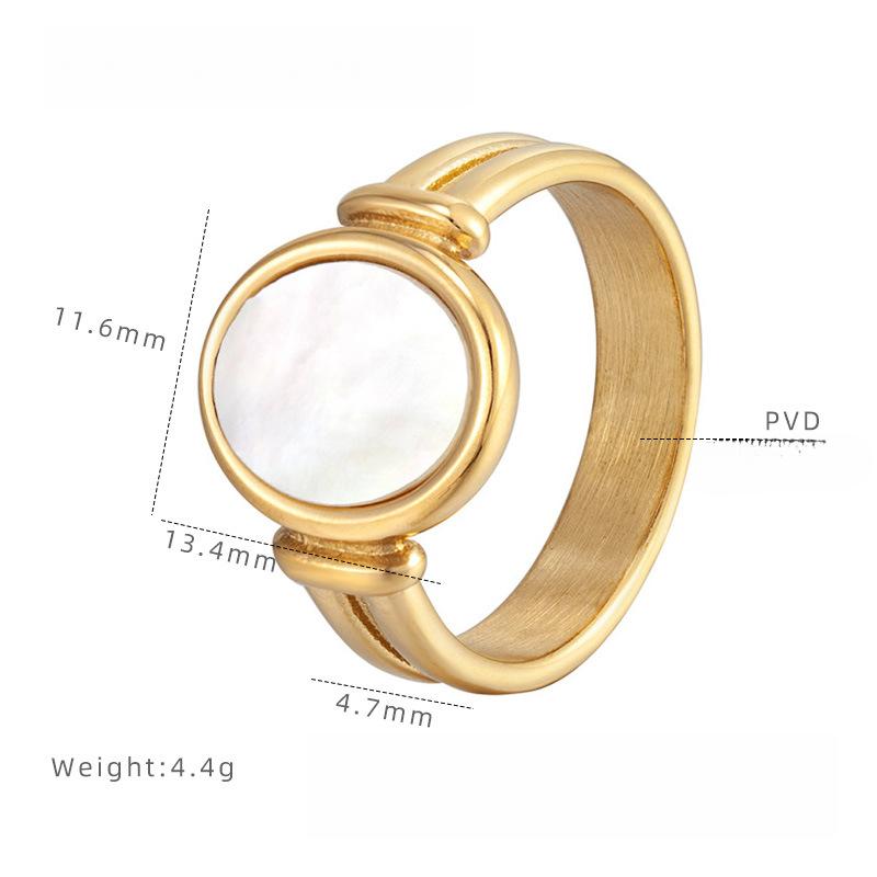 

Французское ретро белое кольцо овальной формы с перламутром из титановой стали с гальваническим покрытием 18-каратным золотом, кольцо на указательный палец в стиле Хепберн, женское нишевое украшение в стиле легкой роскоши 7