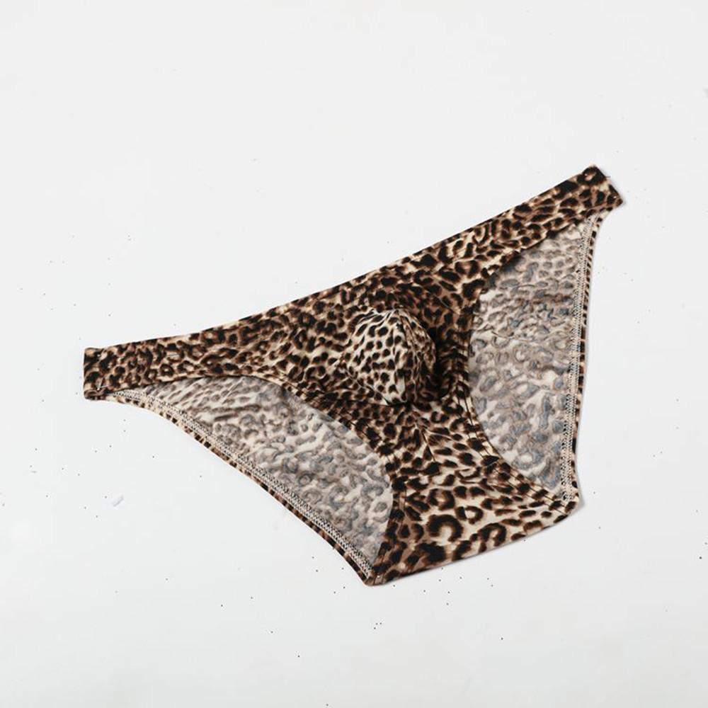 Men Sexy Underwear Leopard Printed Briefs Low Rise Breathable Underpants