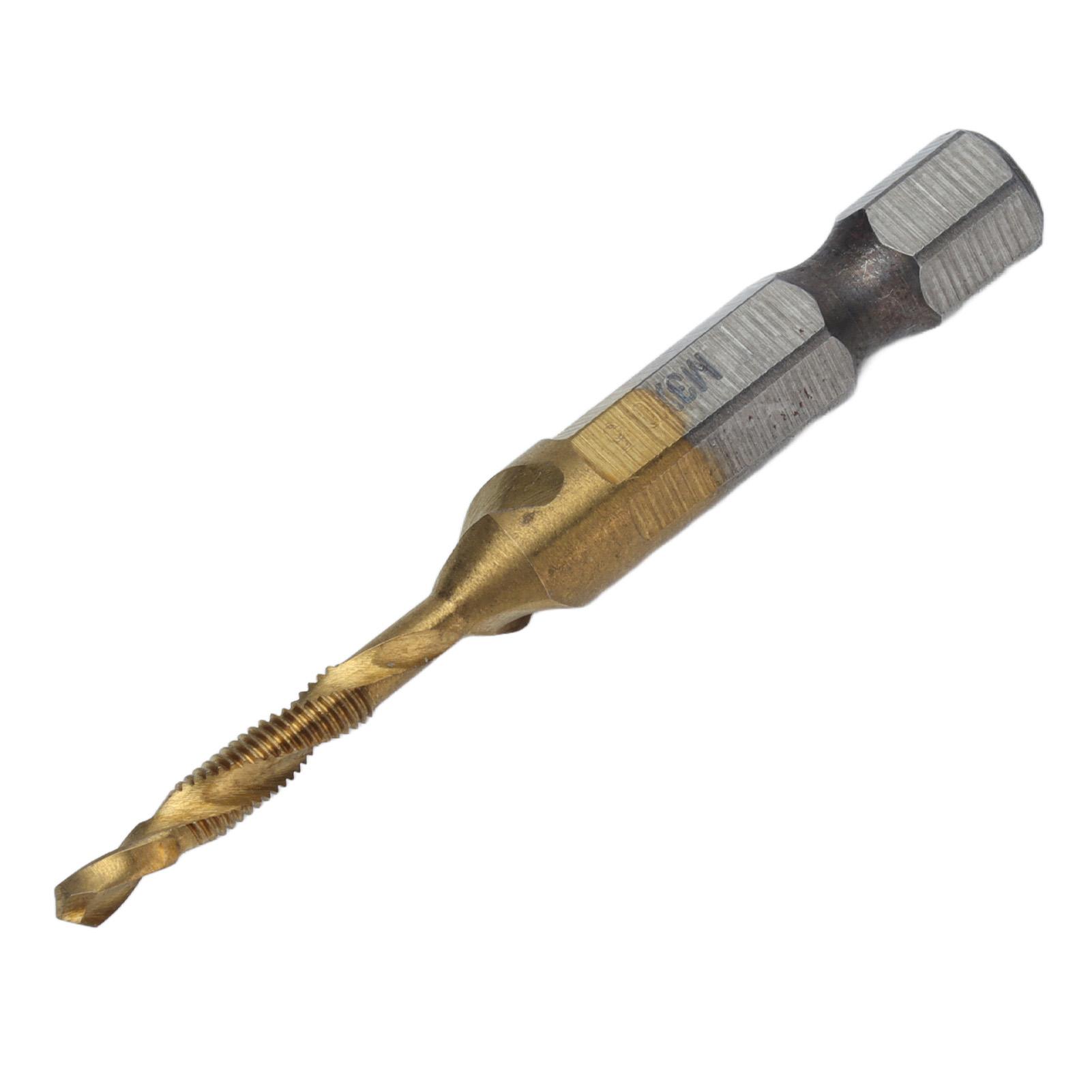 

Tap Drill Bits Hex Shank Titanium Coated Metric Screw Combination Tapping Bit for WoodM10