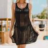 Fashion Knitted Hollow Out Tank Top Beach Cover Up Dress Summer Vacation Bikini Sunscreen Shirt Short Beach Dress Holiday Elegant Loose Clothing