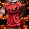 Men's Casual Corduroy Short Sleeve Crew Neck Lightweight Breathable T-Shirt Halloween Print Lettering Design
