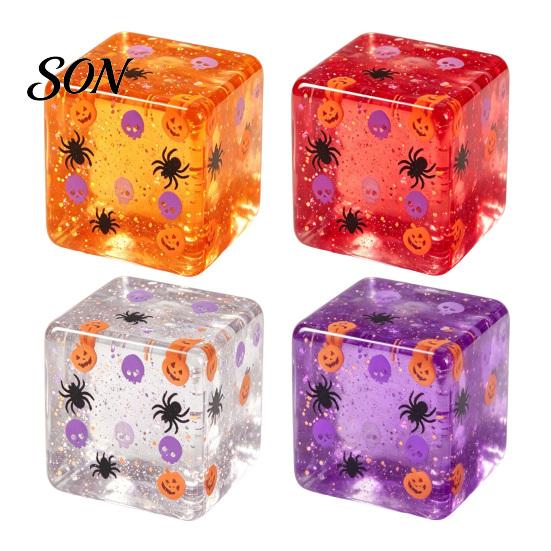 Cube Squeeze Toys Halloween Stress Sensory Toy, Toy with Pumpkin Skull Anxiety Relief Gadget Spider Pattern, Clear Party