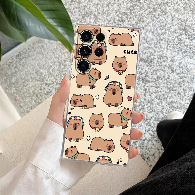 Capybara Cute Clear Case For Samsung Galaxy S26 S25 S24 S23 Ultra S20 S21 FE S22 Plus S26 Ultra S25FE Soft Silicone Phone Cover