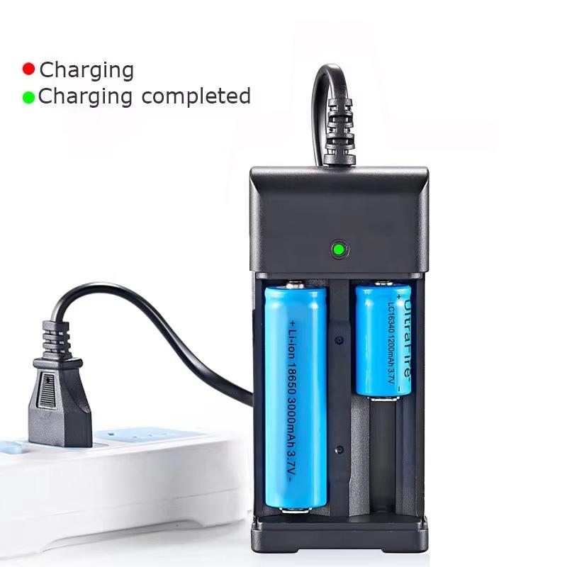 2 Slots 18650 Battery Charger EU Plug USB Independent Charging For 18650 14500 16340 26650 Rechargeable Lithium Battery Charger