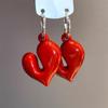 Retro Light Luxury Red Earrings Geometric Leaf Earrings Exaggerated Elegant Ear Stud Female Accessories Gift For Women