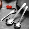 316 Stainless Steel Round Spoon with Deep Head Soup Ice Cream Spoon for Home Dishwasher Safe Rust-Proof Non-Slip Polished Camping Kitchenware