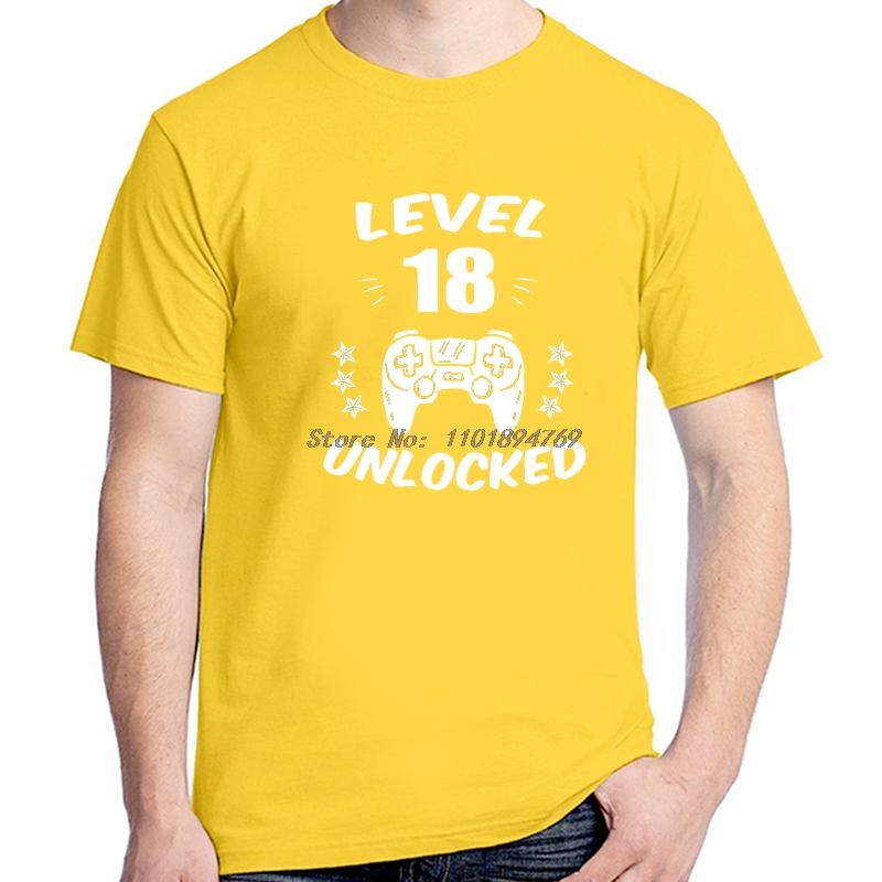 Level 18 Unlocked Video Gamer 18th Birthday Gift Graphic T Shirts Summer Cotton Short Sleeve Tshirts Unisex Print T Shirt