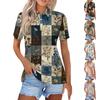 Women's Fashion Casual Lapel Short Sleeve Printed Shirt Women's Button Up Tops