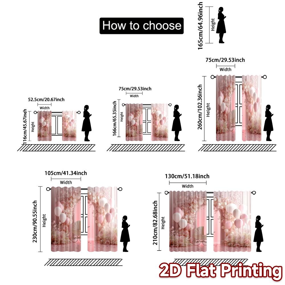 2pcs   2D FLAT PRINTING Curtains (Without Rod) Blossom Bliss Minimalist Popular Curtains Versatile Polyester Curtains Outdoor