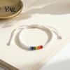 Unisex Adjustable Cord Bracelet Rainbow Beads for Men Women, Handmade Cute Small Gift Friends Braided String Bracelet, Woven Rope Wristband Soft Skin