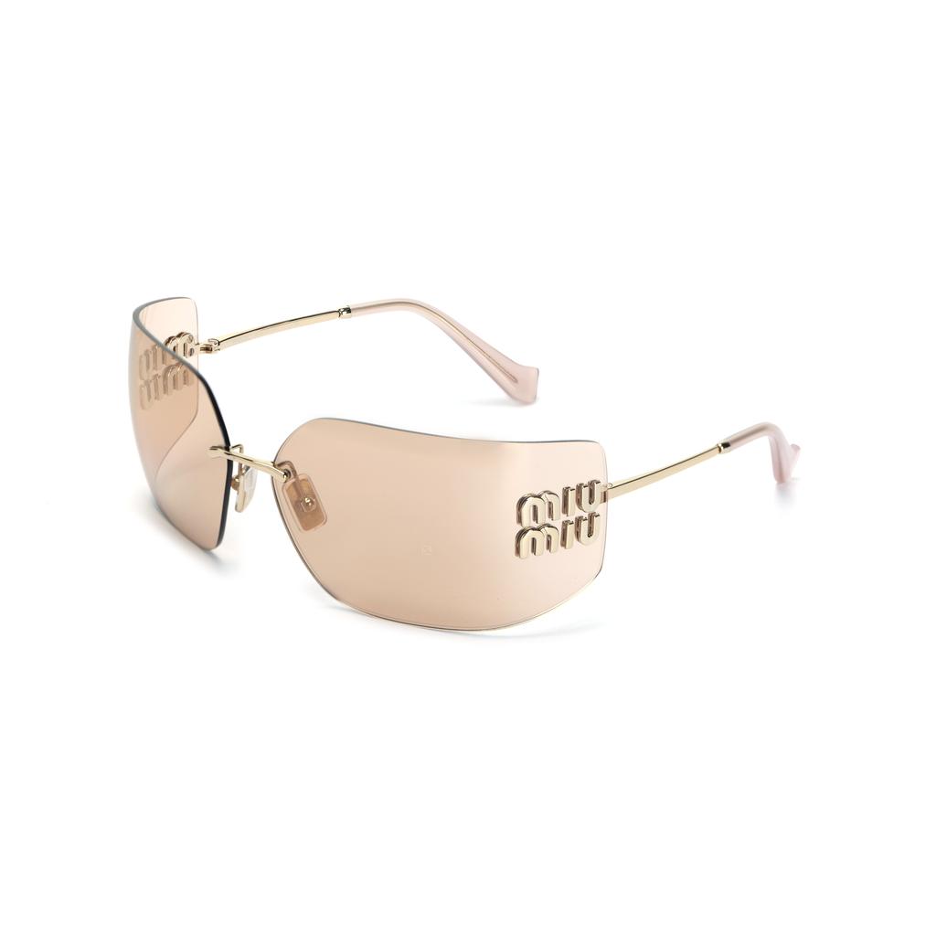 Miu Miu Logo Embossed Irregular Shape Sunglasses Women sunglasses Gold SMU54YMZVNFE20FC080