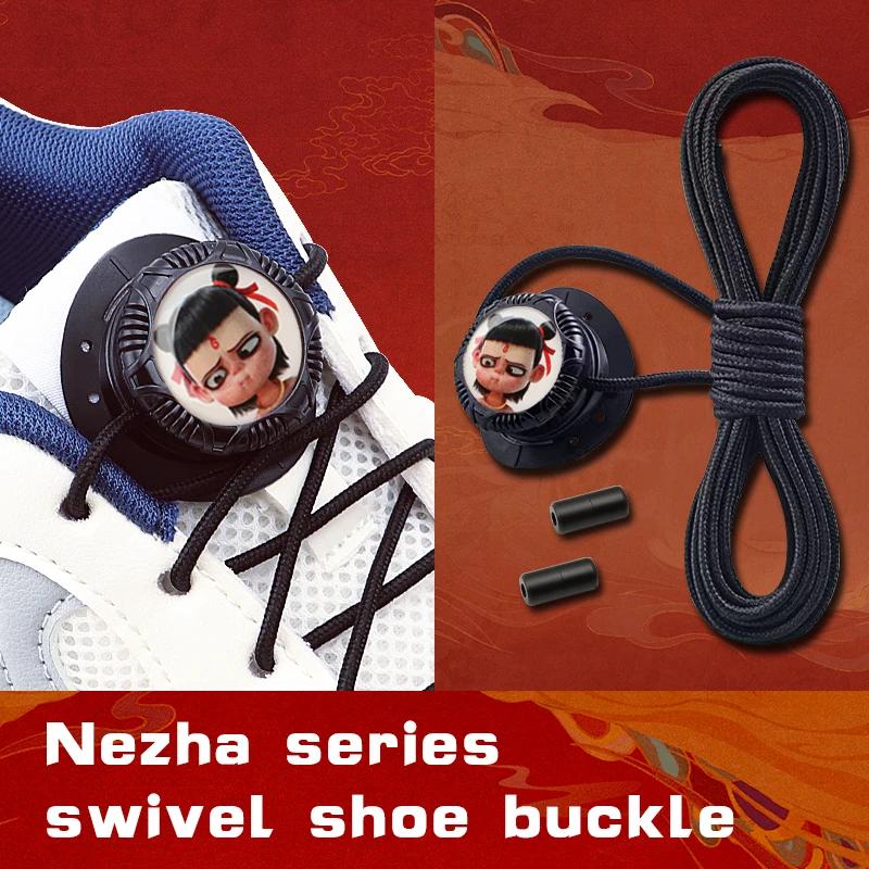 1Pair Swivel Buckle Laces Thick Rope Sneakers Shoelace Nezha Automatic Shoelaces Without Ties Install Simple Shoes Accessories
