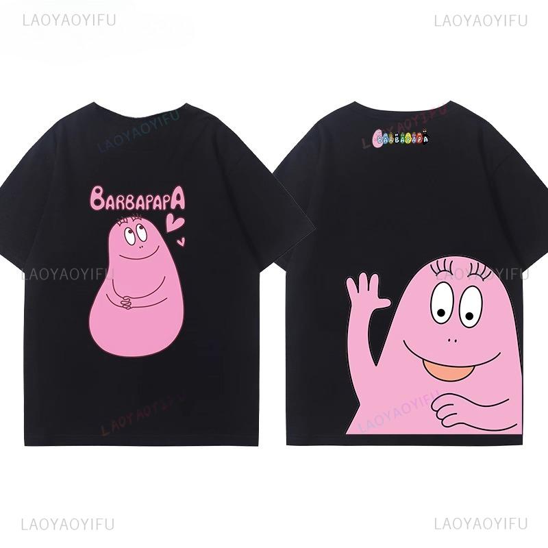 Moterų drabužiai Barbapapa Marškinėliai Geriausiai parduodami Animaciniai Kawaii Y2k Drabužiai Vaikams Minkštos Medvilnės Viengalviai Trumpomis Rankovėmis Grafiniai Marškinėliai