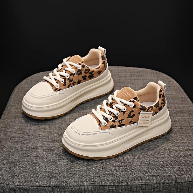 

Модные повседневные кроссовки из кожи с леопардовым принтом для женщин, дизайнерские спортивные женские кроссовки на платформе Zapatos De Mujer 35
