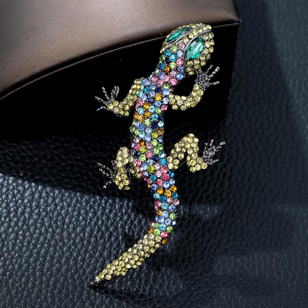 Rhinestone Lizard Gecko Brooches For Women Animal Pin Large Design 2 Colors Available New Arrival 2023