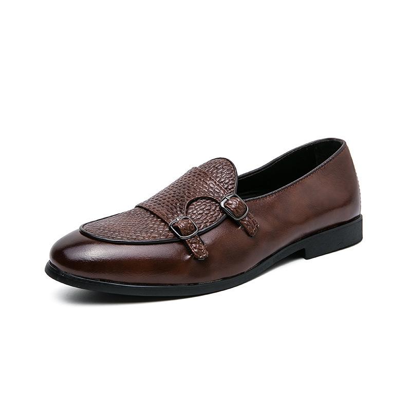 

Foreign trade large size 46 casual leather shoes men s Doudou shoes pointed leather shoes men s leathershoes 48 коричневий