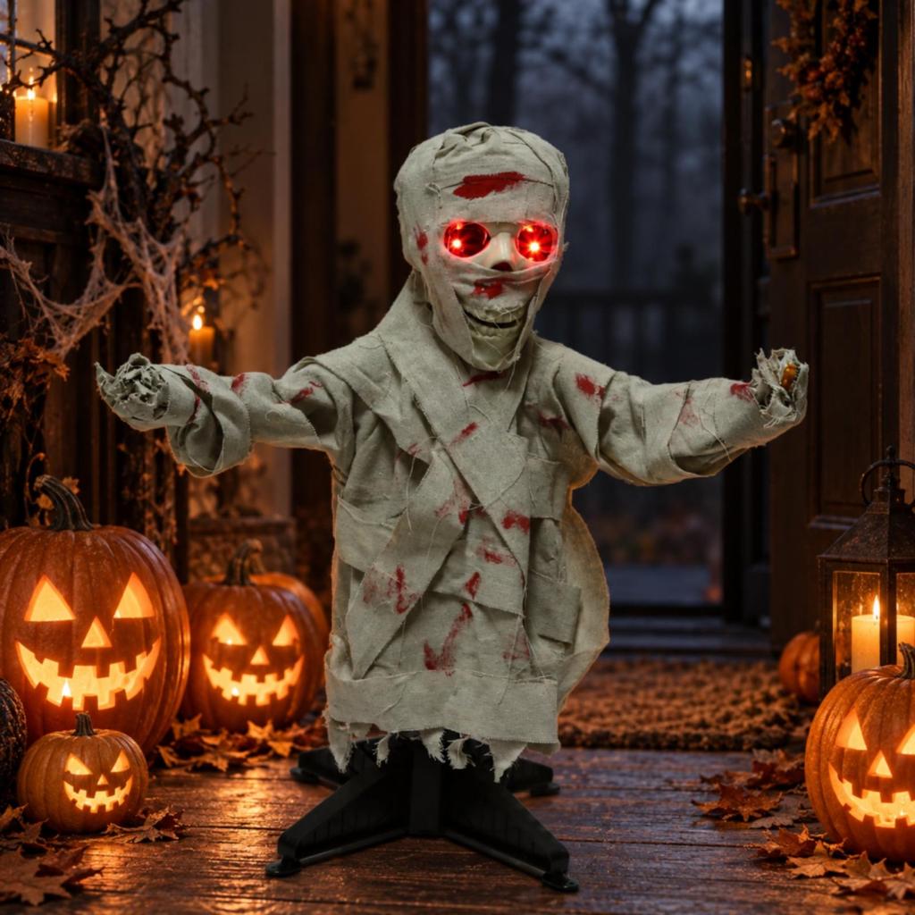 Fright Prop Animated Half-Body Mummy Ground Decoration for Porch