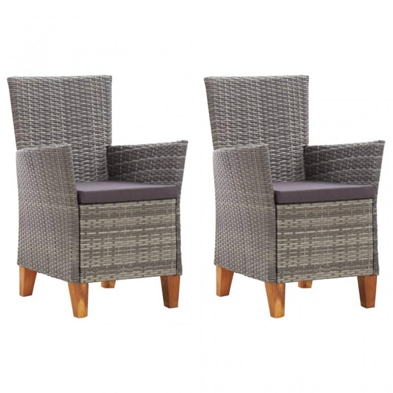 Día y Noche - Día y Noche Sillas de jardín 2 unidades con cojines ratán sintético gris