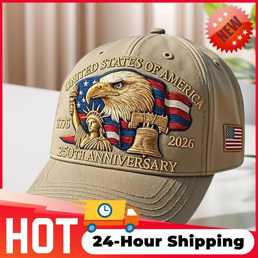 Adjustable Washed Cotton Baseball Cap Vintage Tribute Patriotic Trucker Hat US 250th Anniversary Cap Trucker Hat for Men & Women