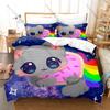 Rainbow Alien Nyan Cat Meme Duvet Cover Set 1 Duvet Cover + 2 Pillowcases Cute Internet Cartoon Bed Linens Gift Home Textile