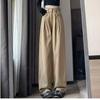 Women High Waist Pleated Wide Leg Jeans Lazy Draped Straight Floor-Length Denim Trousers Fashion Loose Long Pants