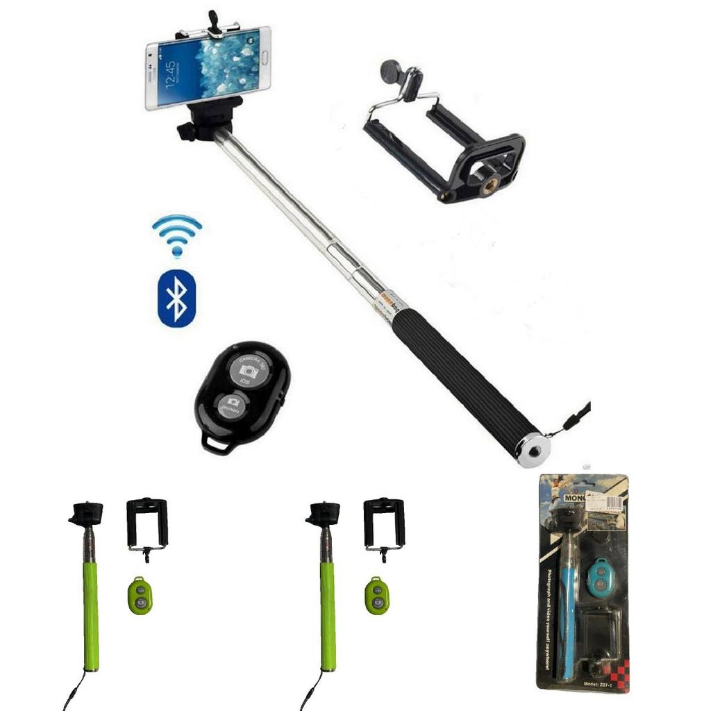 Extendable Stainless Steel Selfie Stick With Bluetooth Remote Control For Outdoor Use