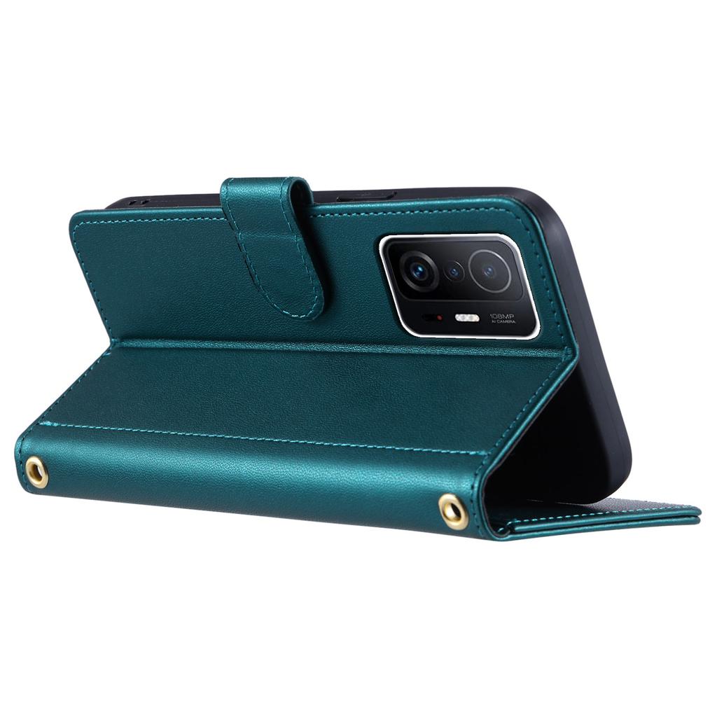 For Xiaomi 11T/11T Pro Leather Case Wallet Card Holder Phone Cover with Shoulder Strap