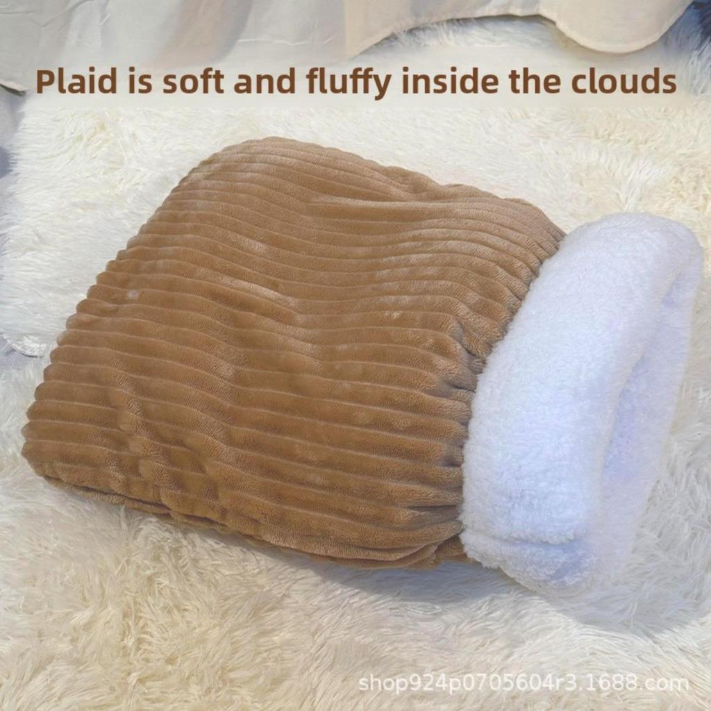 INS Comfortable Winter Warm Dog and Cat Beds - Thick Tunnel-like Pet House with Soft Beige Lining for Semi-Enclosed Hiding for Puppies and Cats