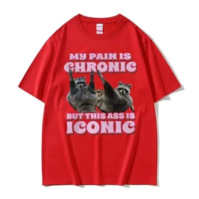 My Pain Is Chronic But This Ass Is Iconic Tee Shirt Funny Raccoon Meme T Shirt Men's Women's Vintage Kawaii Couples T-shirt Tops