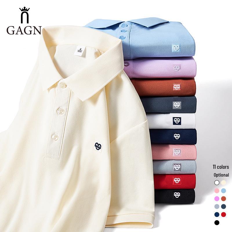 

Korean Smiley Embroidered Heavy-Duty Cotton Lapel Polo Shirt for Women L
