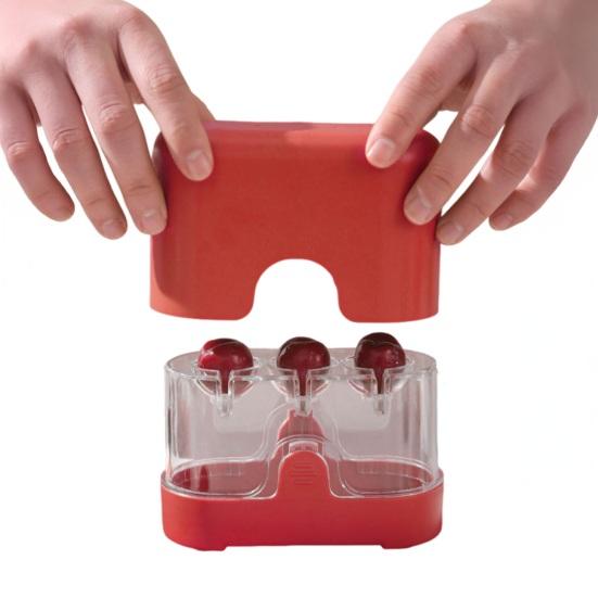 Cherry Corer Manual Press-Type Fruit Pitter Stainless Steel Cherry Pit Tool for Cherries Jujubes Red Dates Hawthorns Dishwasher Safe Cherry Pit