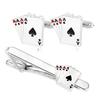 Copper Material Creative Men's Poker Card Tie Clip Cufflink Set