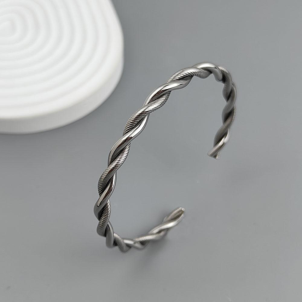 

New Double-layer Wire-wrapped Stainless Steel Gold-plated 18K Bracelet, High-quality Waterproof Silver Jewelry, Gift for Couples серебряный