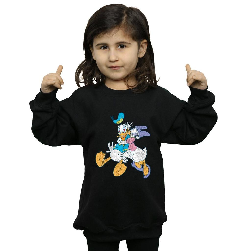 Disney Girls Donald And Daisy Duck Kiss Sweatshirt