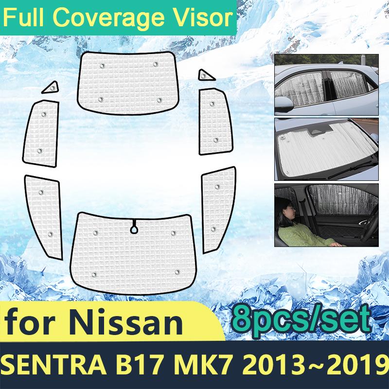 

Полное покрытие солнцезащитные козырьки для Nissan Sentra B17 Mk7 2013 ~ автомобильные солнцезащитные козырьки для лобового стекла, козырек для бокового окна, аксессуары Shaby